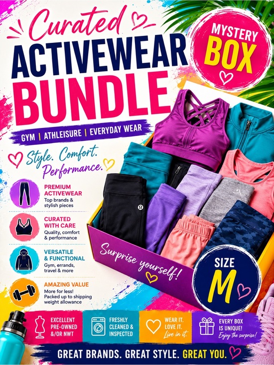 Tops - Curated Activewear Bundle - Mystery Box (Size M) - Assorted Colors